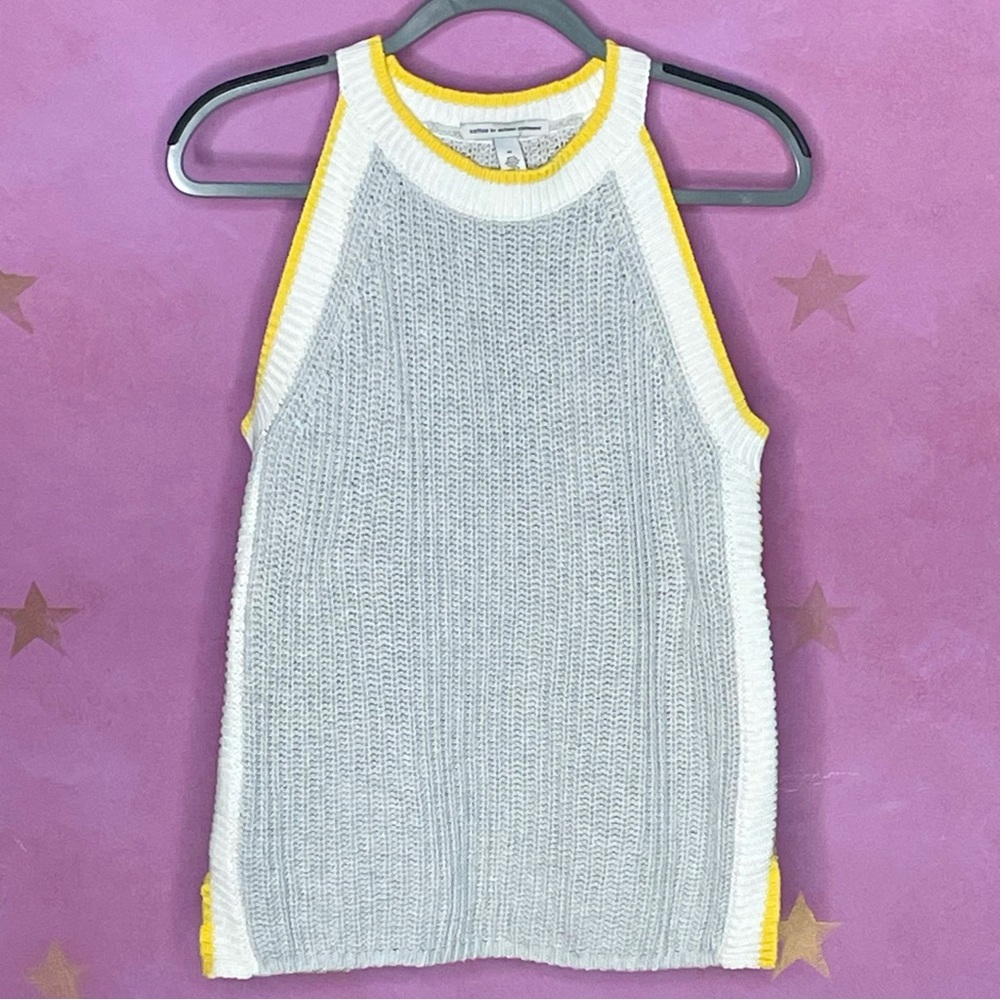 Cotton By Autumn Cashmere Athletic Shaker Halter Gray Yellow Women’s Size Medium